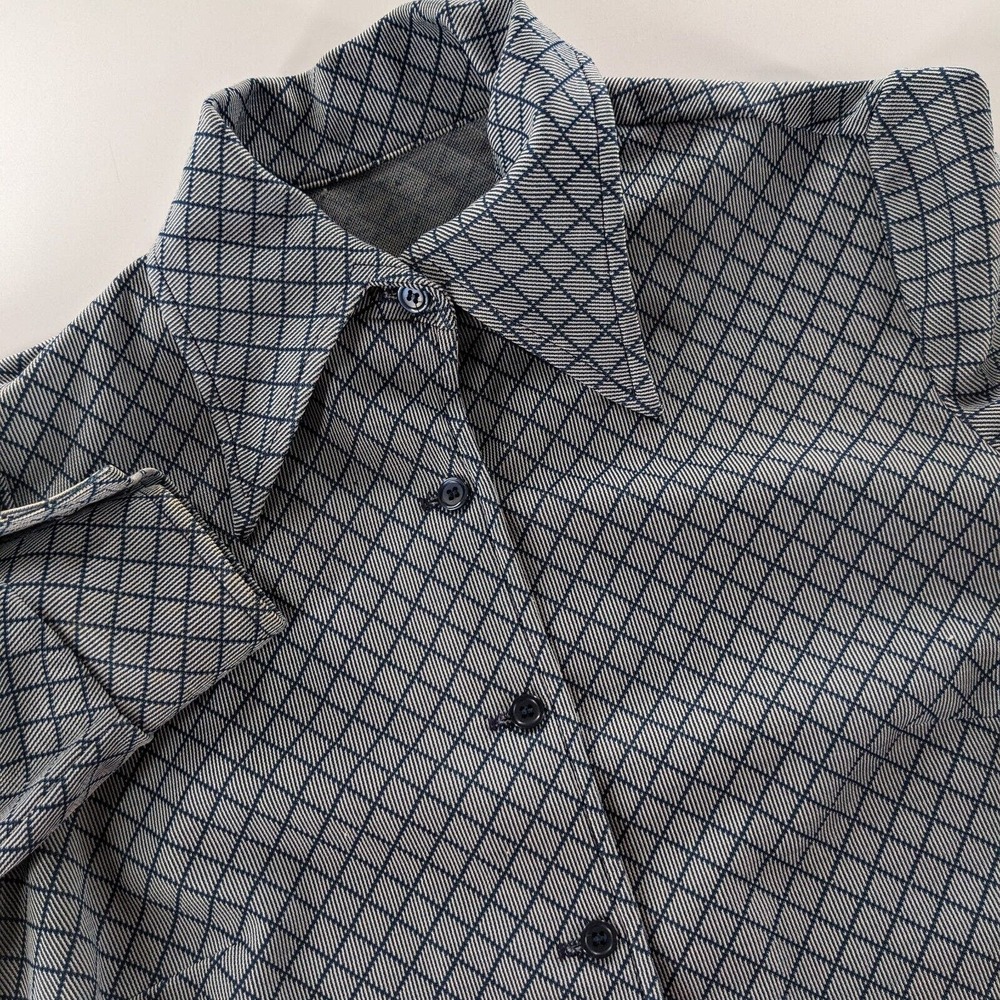 Vintage 1970's‎ Women's XS Union Made Polyester Big Collar Shirt Blouse